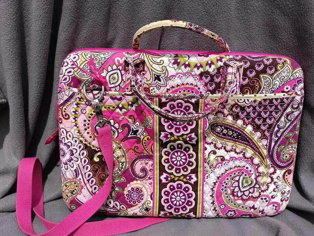 Vera Bradley Very Berry Paisley Hard Shell Laptop Case Bag Briefcase Work School